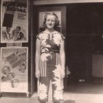 Neil Hill standing in front of Temple Theater - 1938